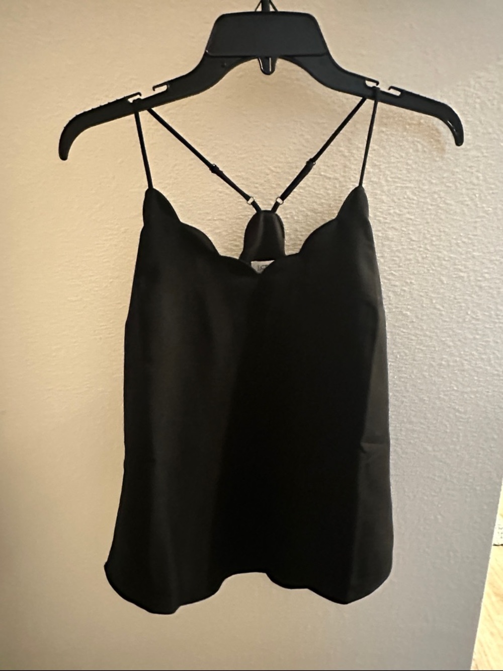 J. Crew Factory Black Scalloped-Edge Camisole with Strappy Back